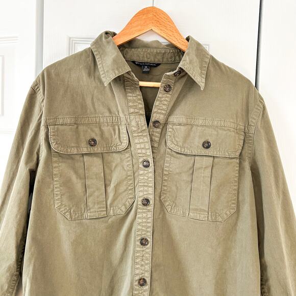 Banana Republic Olive Green Oversized Shirt Jacket EUC Size XS Cotton Twill - Picture 4 of 8